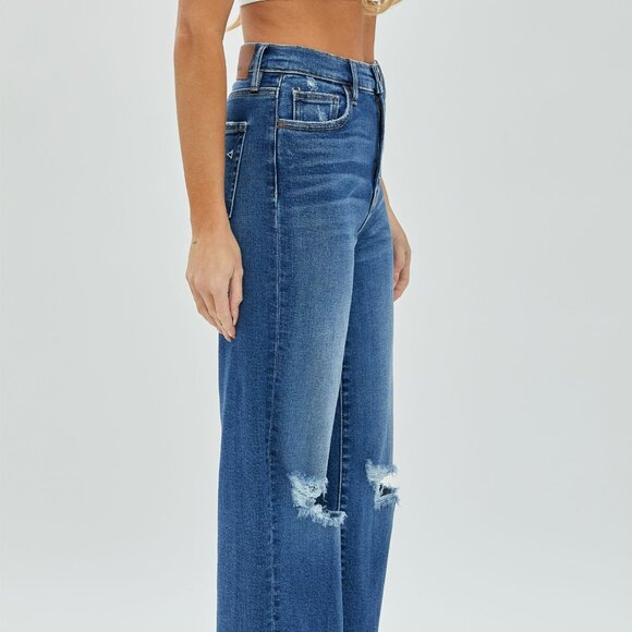 NWT Hidden Jeans Logan High Waist Dad Jeans In Dark Wash - Picture 3 of 7